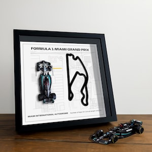 Miami GP Framed 3D Art: F1 Car Model, Plexiglass Track