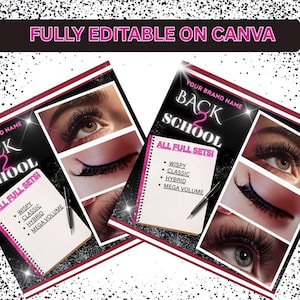 Back To School Lash Sale Flyer, Lash Tech Flyer Template, Back To School Hair Flyer, August Bookings Flyer, Canva Book Now B2S Hair Flyer