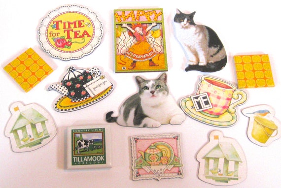 Hostess Gift Teatime Magnets Best friends gift Tea Magnets Fridge Magnets 1 14 inch Magnets Button Magnets Tea. SET OF 6