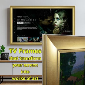 Polly: gouden tv-lijst, universele kwaliteit tv-lijst, Sony tv, Samsung The Frame, TCL NXTRAME, Hisense canvas tv, alle andere tv&#39;s, tv-rand