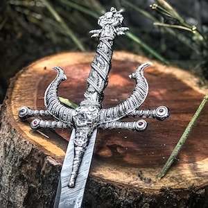Sword of Odin 40 Inch | Hand-Forged Damascus Steel Viking Sword Replica | Norse Mythology Collectible with Leather Sheath | Display & Gift