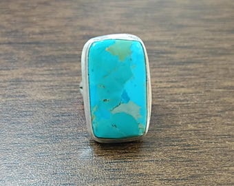Handmade Ring, 925 Sterling Silver. Kingman Turquoise Ring | Natural Blue Statement Jewelry