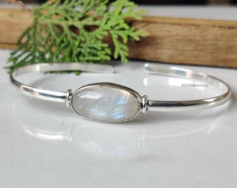 Edelsteenarmband maansteen, 925 sterlingzilver, handgemaakte sieraden