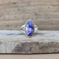 Purple & White Turquoise Gemstone Ring, Handcrafted Jewellery, Solid 925 Sterling Silver Ring.