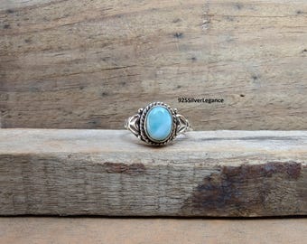 Designer Larimar Gemstone Ring, Minimalist Ring, Solid 925 Sterling Silver Jewellery.