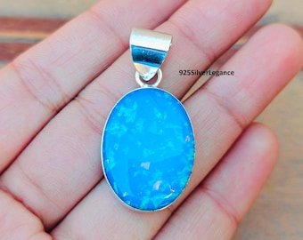 Handcrafted Australian Opal Pendant, 925 Sterling Silver