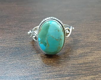 Anillo minimalista Kingman de turquesa, joyería bohemia de plata de ley 925