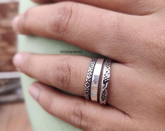 Handcrafted Sterling Silver 3 Layered Ring, Unique Stacking Bands
