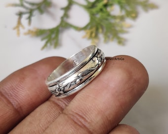 Solid 925 Sterling Silver Band, Spinner Band Ring, Handcrafted Jewellery, Gift For Him.
