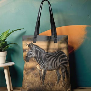 Realistic Zebra Tote | Reusable Eco Bag | Wildlife Art Print