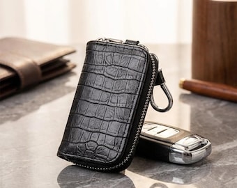 Personalized Leather Car Key Fob Case · Custom Name Key Cover · Leather Car Key Holder · Automotive Gift