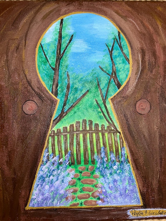 Secret Garden- Original Acrylic Painting Art Print Keyhole - Etsy
