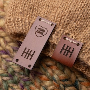 Custom Leather Knitting Labels: Crochet, Sewing & Handmade Item Tags