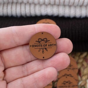 Set of 50 Custom Leather Labels: Knitting, Crochet & Sewing – Handmade Item Tags
