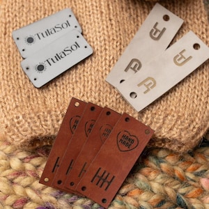 Personalized Leather Knitting & Sewing Labels: Custom Clothing Tags with Rivets