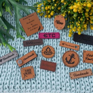 Custom Leather Sewing Labels: Personalized Knitting, Crochet & Clothing Tags