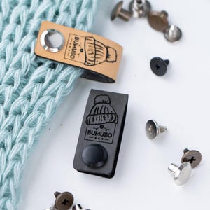 Custom Faux Leather Labels with Chicago Screws: Crochet, Knitting & Sewing