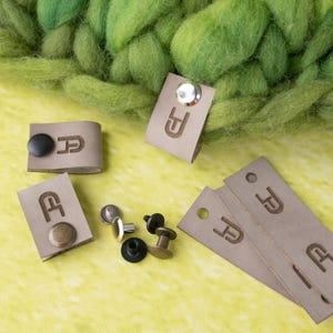 Custom Leather Labels with Chicago Screw – Fold Over Tags for Knitting, Sewing & Handmade Clothing
