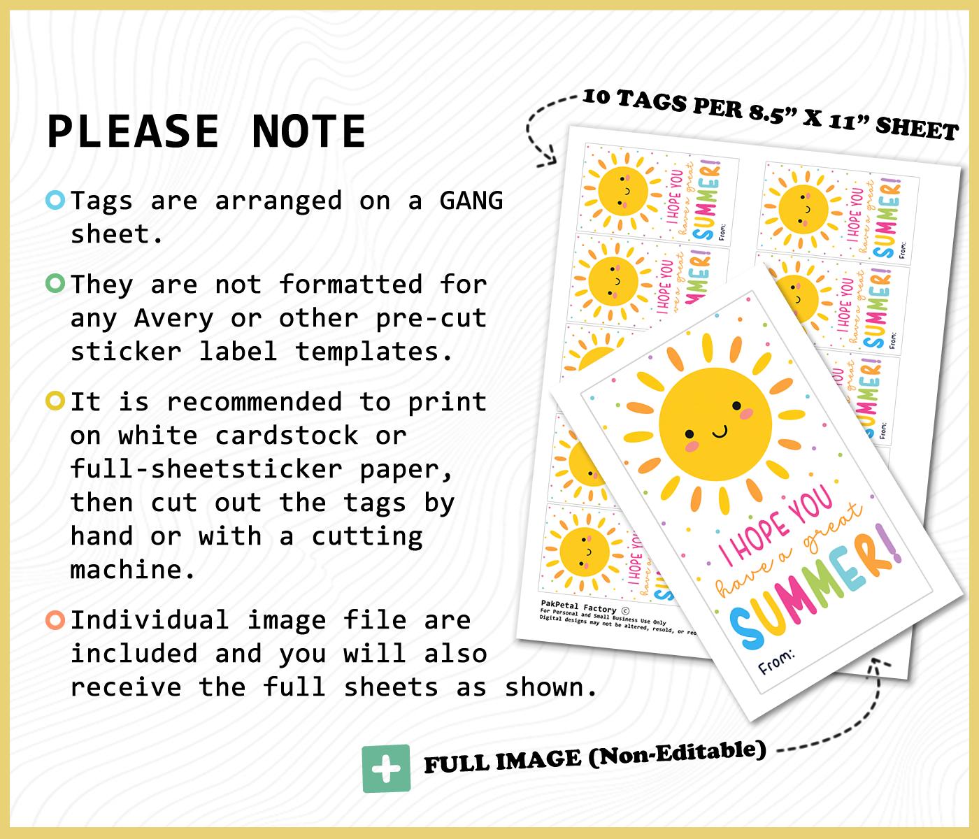 Last Day of School Gift Tags Printable, End of Year Summer Favor Label ...