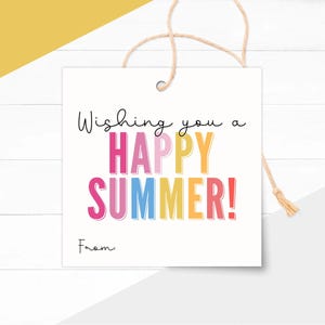 Happy Summer Gift Tags Printable, End of School Favor Label, Wishing You a Happy Summer Treat Tag