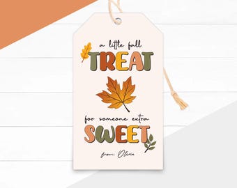 Afdrukbare labels herfstbedankjes: cadeaulabel herfsttraktatie, labels Halloween- en Thanksgiving-feest (direct downloaden)