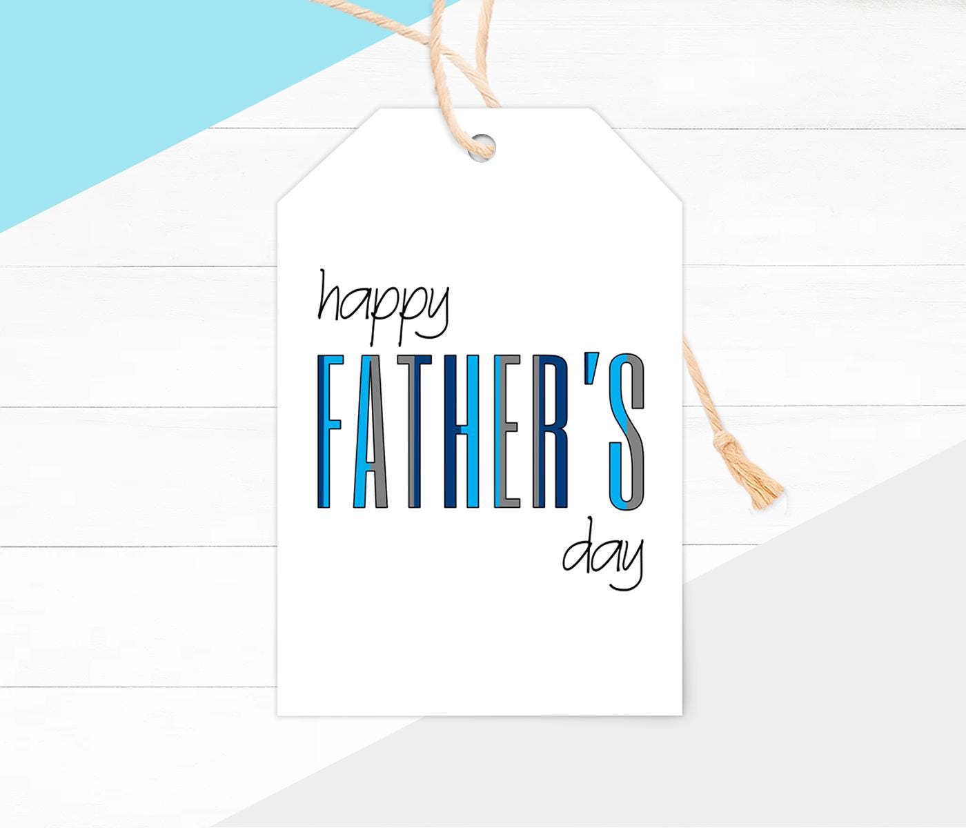 Father's Day Gift Tags Printable, Minimal Blue Dad Favor Labels,…