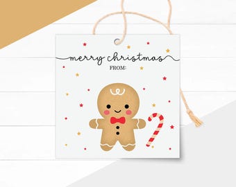 Printable Gingerbread Man Christmas Gift Tags: Holiday Treat Labels (Instant Download)