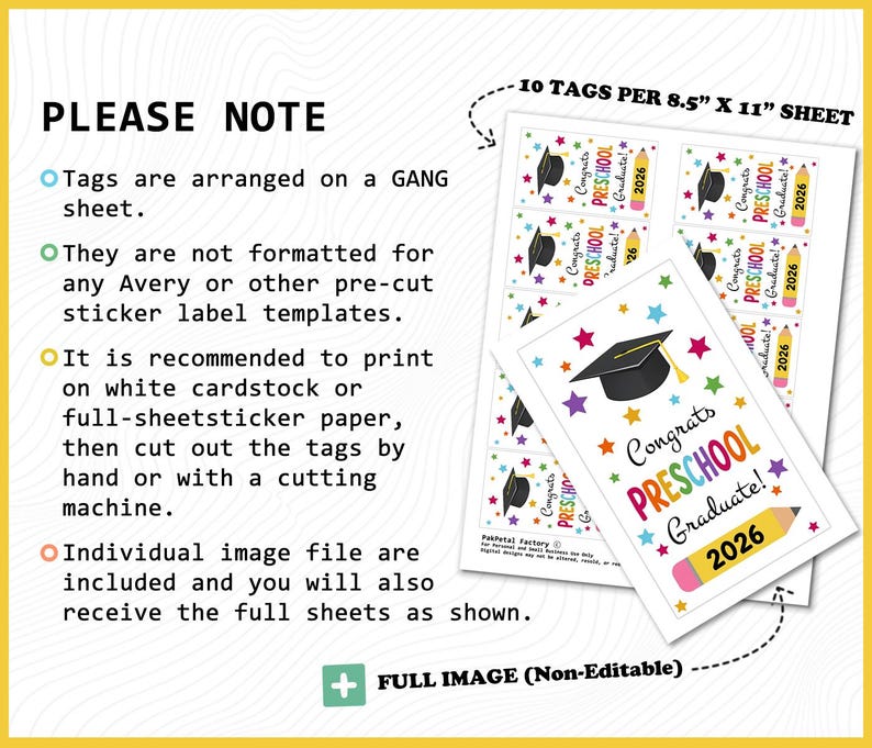 Preschool Graduation Tags Printable, Congrats Graduate Favor Label, End ...
