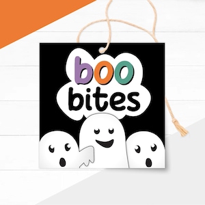 Printable &quot;Boo Bites&quot; Halloween Cookie Gift Tags: Simple Ghost Design (Instant Download)