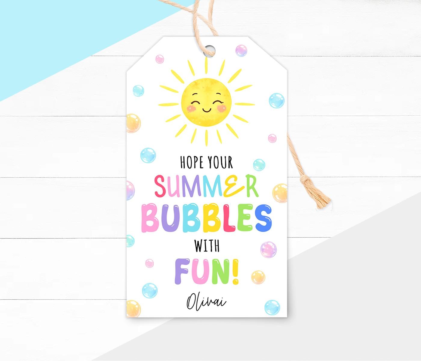 Summer Bubbles Gift Tags Printable, End of School Year Favor Label ...
