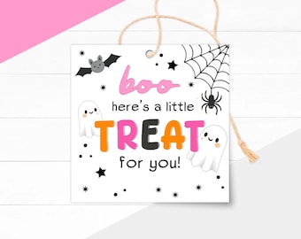 Printable Halloween Treat Tags: Spider Web Bat Ghost Boo Basket Labels (Instant Download)