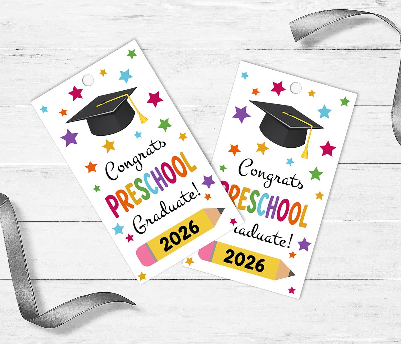 Preschool Graduation Tags Printable, Congrats Graduate Favor Label, End ...