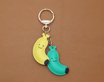 Handgemachte Bananen-Leder-Schlüsselanhänger aus echtem Leder Taschenanhänger Auto-Handtaschen-Accessoire-Geschenk