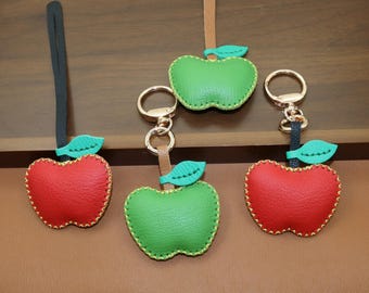 Handgemachte echtem Leder Apple Taschenanhänger & Schlüsselanhänger, einzigartiges handgefertigtes Accessoire
