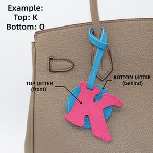 Custom Double Letter Leather Bag Charm | Handmade Personalized Initial Accessory for Handbag image 2