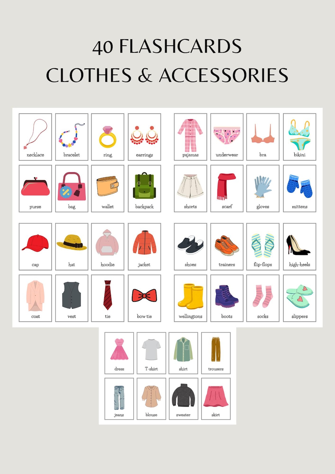 dress accessories list Clothes and Fashion Accessories" Vocabulary in English: 100+ Items Illustrated 1