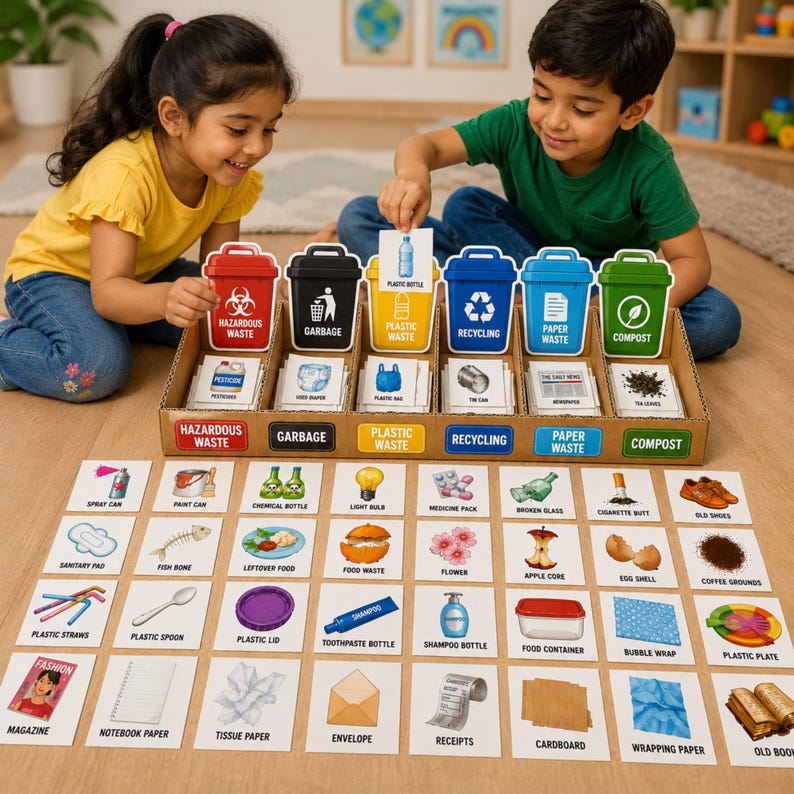 Sorting Garbage Child Kids Waste Sorting Activity | Recycling Game, Montessori Learning (PDF ...