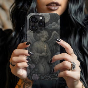 Gothic Angel Phone Case for iPhone | Dark Fantasy Angelic Phone Cover | Spooky Gothic Aesthetic | Fits iPhone 13 14 15 16 | Samsung S24 S25