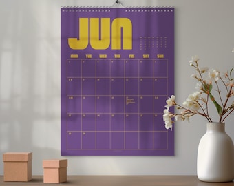 Calendrier mural mensuel rétro