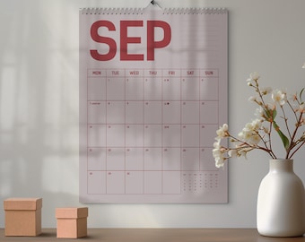 Calendario de pared mensual minimalista vintage 2026, 2027