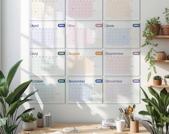 2026 Wall Calendar: 12 Pastel Monthly Planner | Grid for Writing | Monday/Sunday Start