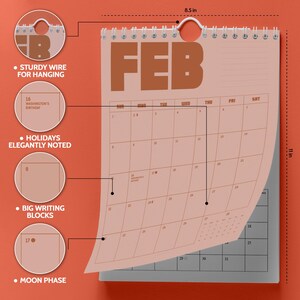 2026, 2027 Wall Calendar: 12 Vintage Color Monthly Planner, Recycled Paper, Monday/Sunday Start image 3