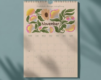 Floral Arts Wandkalender, Montag / Sonntag Start