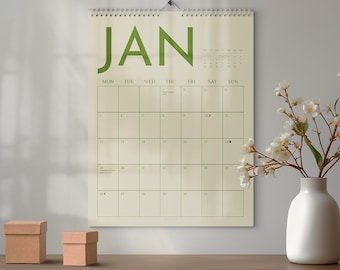 2026 Wall Calendar: 12 Colorful Monthly Planner | Grid for writing