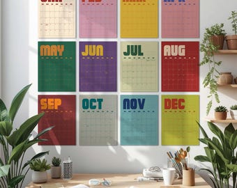 Retro månadsväggkalender