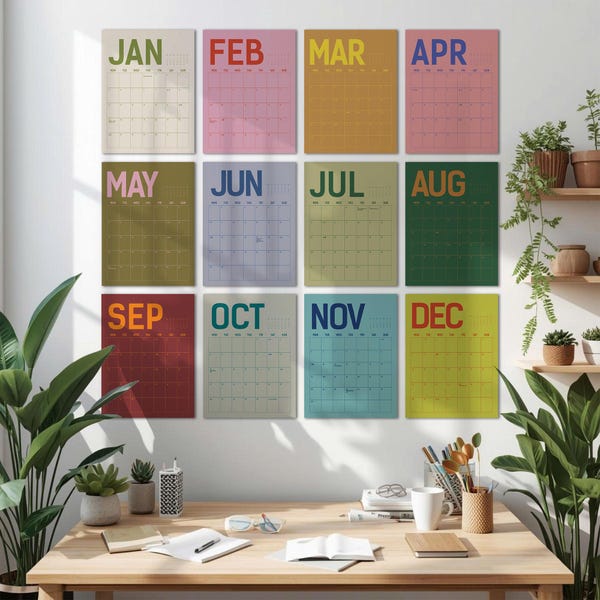 2026, 2027 Wall Calendar: 12 Colorful Monthly Planner, Recycled Paper, Monday/Sunday Start