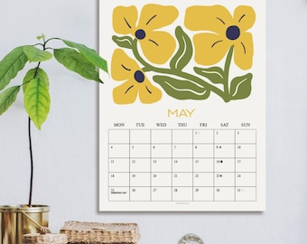 2026-2027 - Blommig väggkalender: 12 färgglada månadsplanerare, återvunnet papper, måndag/söndag start