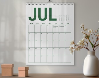 2026, 2027 Wall Calendar: 12 Bright Color Monthly Planner | Grid for writing