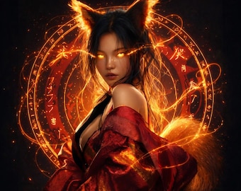 Kitsune Attunement Activation, Flame Power Current Initiation and Invocation, Charged Digital Artwork