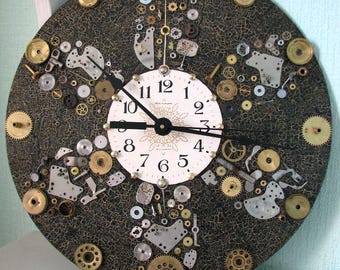 Steampunk wall clock unique wall clock gift for men modern wall clock victorian wall art steam punk wall decor gothic wall art large clock